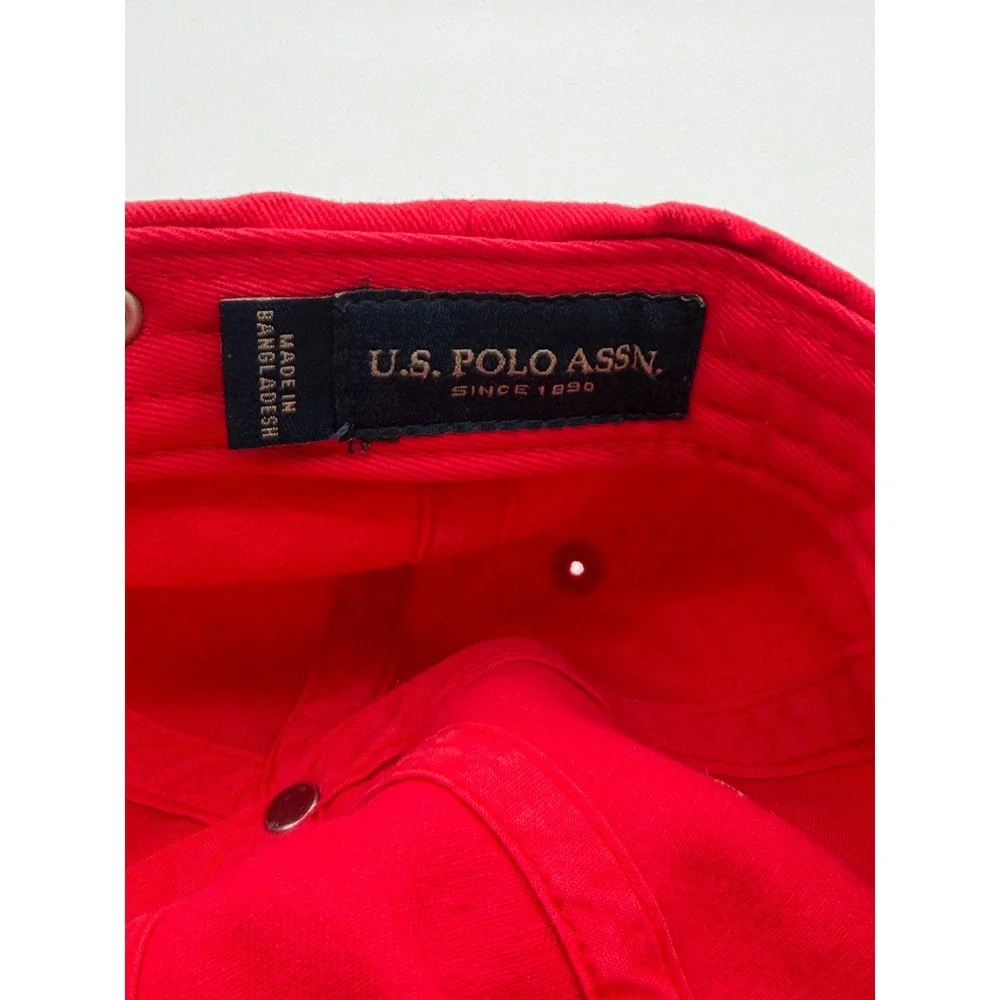 US Polo Assn Red Baseball Hat Cap Navy Blue Embroidered Logo Adjustable Dad Hat